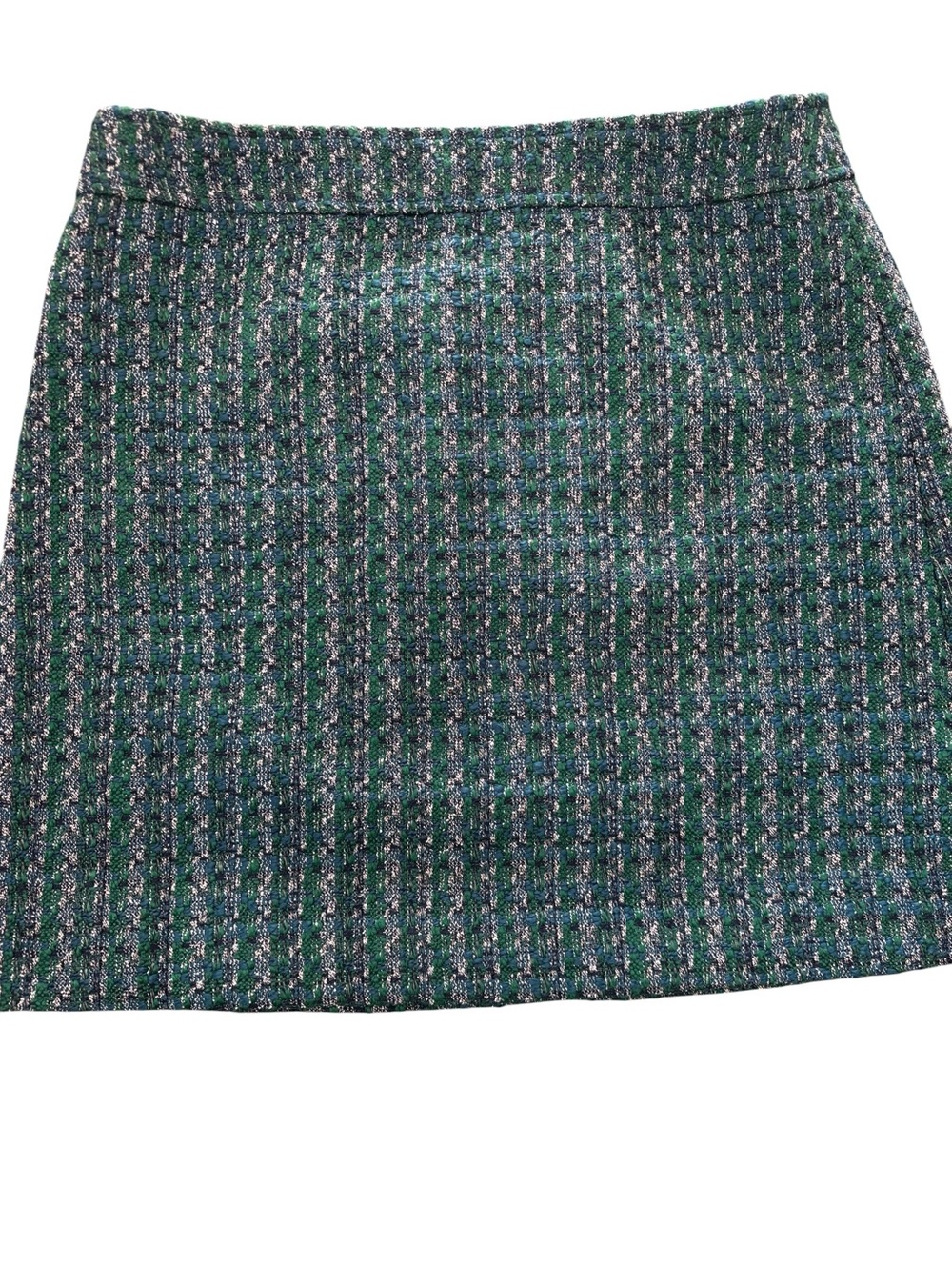 J.Crew NWT Green Blue Bouclé Tweed Mini Skirt Career Preppy Academia Fall Sz 14